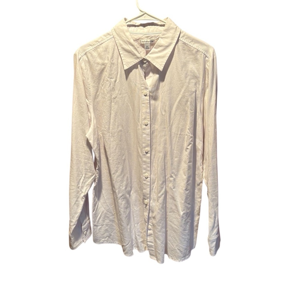 Croft & Barrow Women's Long Sleeve Button Front Shirt in White XL NWT